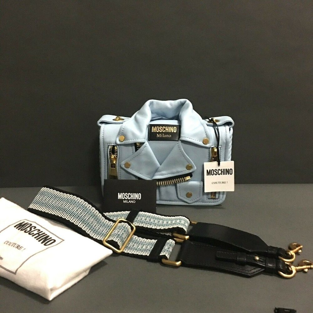 Moschino Blue Biker Jacket Bag - Picture 2 of 6